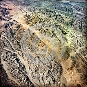 Aerial view of abstract mountain landscape
