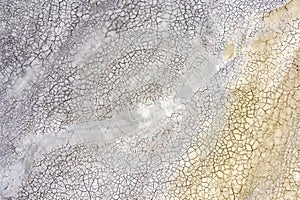 Aerial view of abstract mudcracks pattern