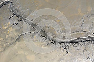 Aerial view of abstract muddy background