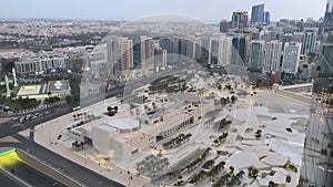 Aerial view of Abu Dhabi skyline & famous towers | Corniche skyscrapers