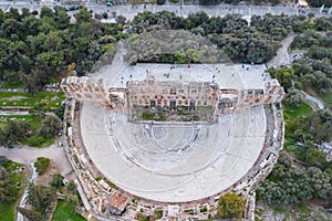 Aerial view of Acropolis of Athens, the Temple of Athena Nike, Parthenon, Hekatompedon Temple, Sanctuary of Zeus Polieus