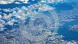 Aerial View from an Aeroplane of the Port of Kobe in Japan