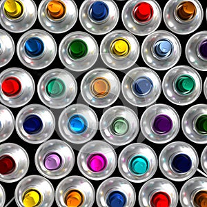 Aerial view of aerosol cans