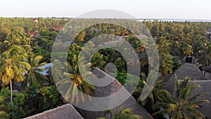 Aerial view African Tropical Beach Resort, Thatched-Roof Hotels, Pools, Zanzibar