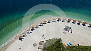 Aerial view of Agios Dimitrios Beach in Alonissos, Greece