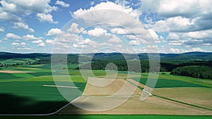 Aerial view of agricultural fields