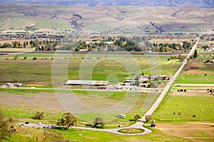 Aerial view of agricultural fields in Morgan Hill, south San Francisco bay area, California