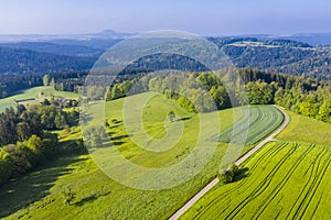 Aerial view of agricultural land