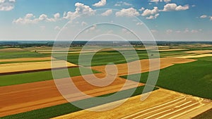 Aerial view of agriculture fields in Serbia