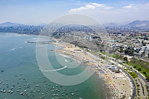 Aerial view of Agua Dulce beach in the district of Chorrillos photo