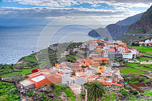 Aerial view of Agulo village at La Gomera, Canary Islands, Spain