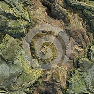 Aerial view from air plane of mountains seamless texture background. 3d illustration
