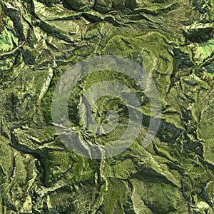 Aerial view from air plane of mountains seamless texture background. 3d illustration.