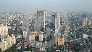 Aerial View Of The Air Polluted Skyline Of Hanoi, Vietnam