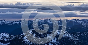 Aerial View from Airplane of Canadian Mountain Landscape