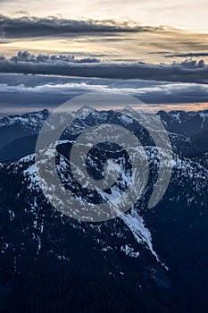 Aerial View from Airplane of Canadian Mountain Landscape