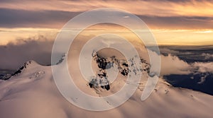 Aerial View from Airplane of Canadian Mountain Landscape