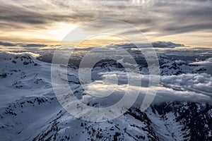 Aerial View from Airplane of Canadian Mountain Landscape