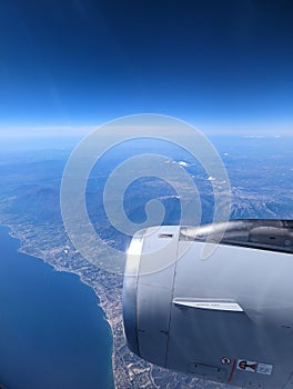 Aerial view from an airplane onto the Gibraltar strait