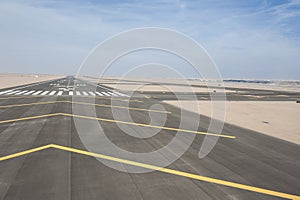 Aerial view of an airport runway