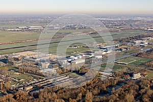 Aerial view airport Zestienhoven near Rotterdam, The Netherlands