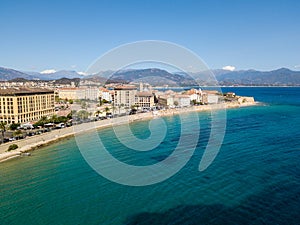 Aerial view of Ajaccio, Corsica, France.