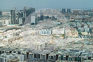 Aerial view of Al Karama neighborhood in Dubai, U