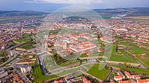 Aerial view of the Alba Carolina citadel located in Alba Iulia