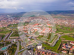 Aerial view of the Alba Carolina citadel located in Alba Iulia, Romania