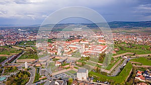 Aerial view of the Alba Carolina citadel located in Alba Iulia, Romania