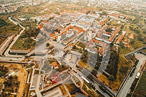 Aerial view of Alba Iulia city and fortress from Transylvania, Romania