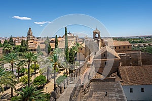 Aerial view Alcazar de los Reyes Cristianos and Mosque-Cathedral of Cordoba - Cordoba, Andalusia, Spain