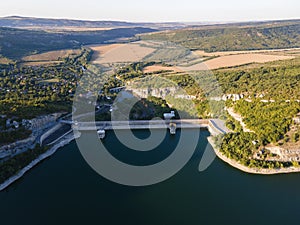 Aerial view of Aleksandar Stamboliyski Reservoir, Bulgaria photo