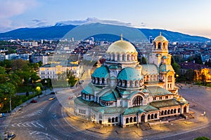 Aerial view of Alexander Nevski cathedral in Sofia, Bulgaria