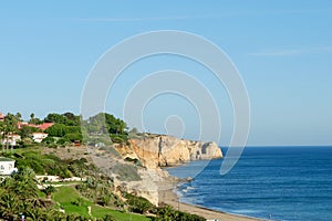 Aerial view on Algarve coastal line in Lagos, Portugal