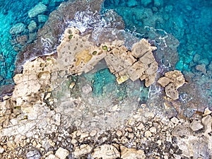 Aerial view of Alghero rocky shore