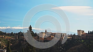 Aerial View of Alhambra Palace, Granada, Andalusia (Andalucia), Spain, Europe, a Beautiful Old Spani