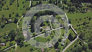 Aerial view of allotment gardens on the outskirt of Stuttgart in southern Germany