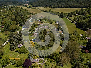 Aerial view of allotment gardens on the outskirt of Stuttgart in southern Germany