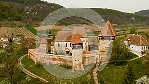 Aerial view of Alma Vii fortified church