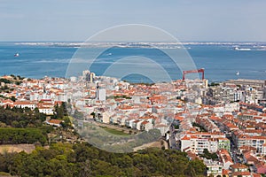 Aerial view of Almada municipality near Lisbon, Portugal