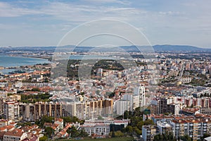 Aerial view of Almada municipality near Lisbon, Portugal