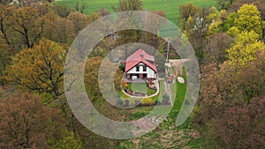 Aerial view of alone house in nature