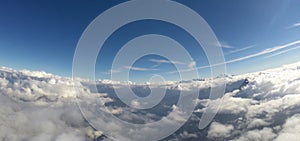 Aerial View - Alps, Clouds and Blue Sky