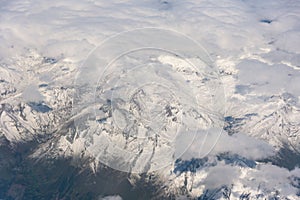 Aerial view of the Alps mountains