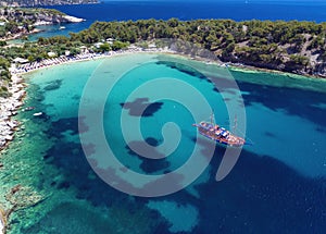 Aerial view Alyki beach, thassos island greece photo