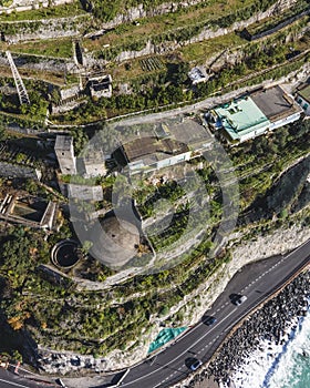 Aerial view of the Amalfi drive road along the Amalfi coast, Salerno, Italy