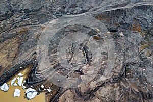 Aerial view of amazing glacier in Iceland