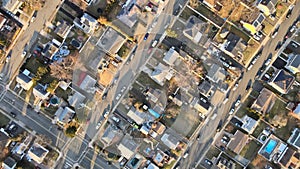 Aerial view amazing panoramic small town of a Paterson NJ USA neighborhood with a lifestyle residential areas streets