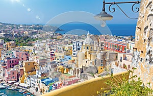 Aerial view of amazing Procida, Italy in sunny summer day